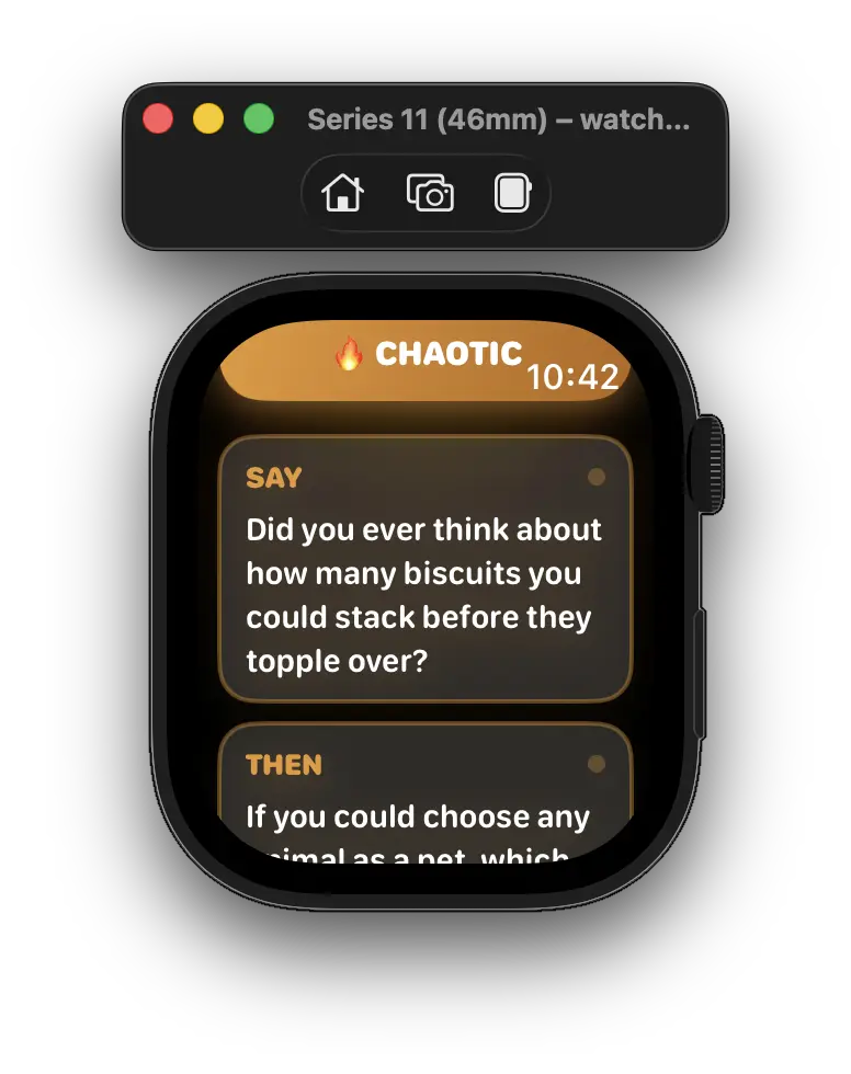 Social Lifeboat App on Watch Simulator